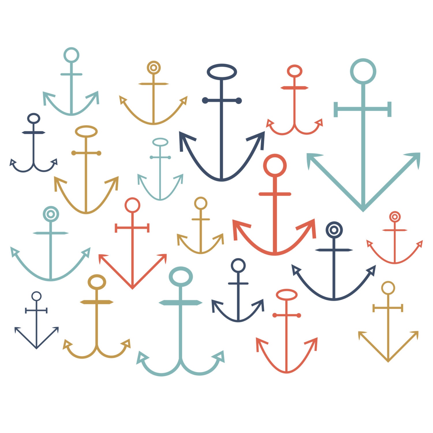 INSTANT DOWNLOAD // Digital Clip Art // Nautical Clip Art // Boat anchors // Summer Clip art // Ocean Clipart // Commercial and Personal Use Il_170x135