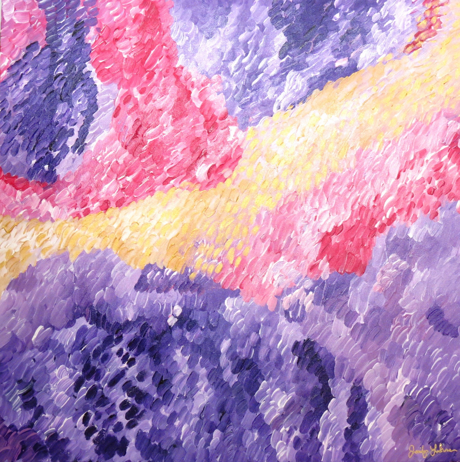 Original Abstract Painting "Viola Showers" 36"x36" Large Acrylic Painting on Canvas ART
