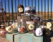 RUSTIC WEDDING DECOR. 15 Bulk Burlap Lace Mason Jars lanterns/vases. Head Table Decor, Wedding Centerpieces Wholesale