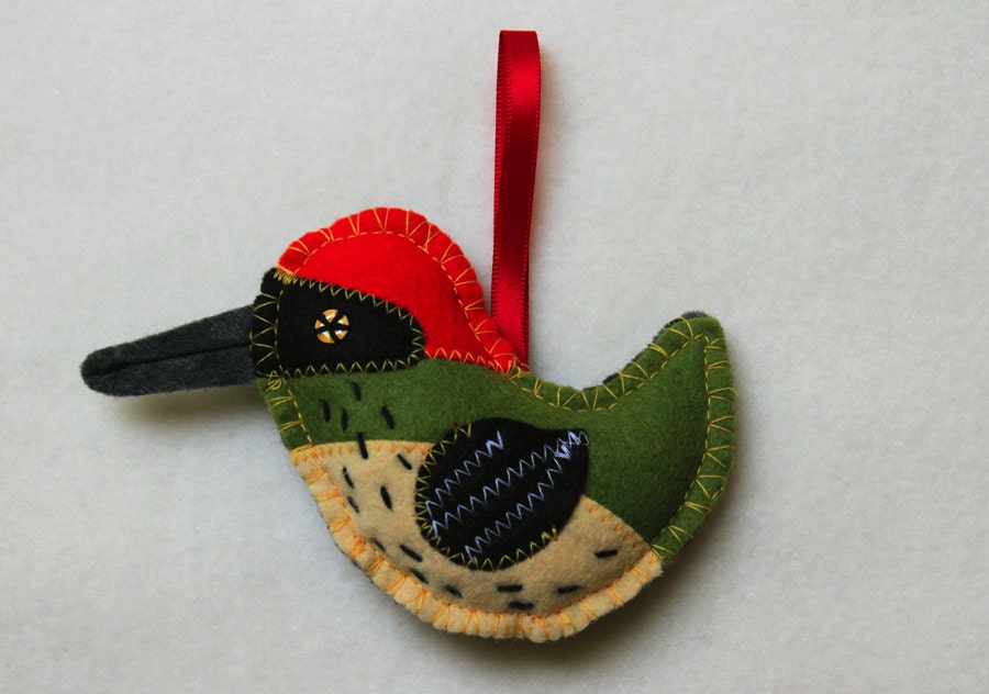 Green woodpecker bird, felted & handmade