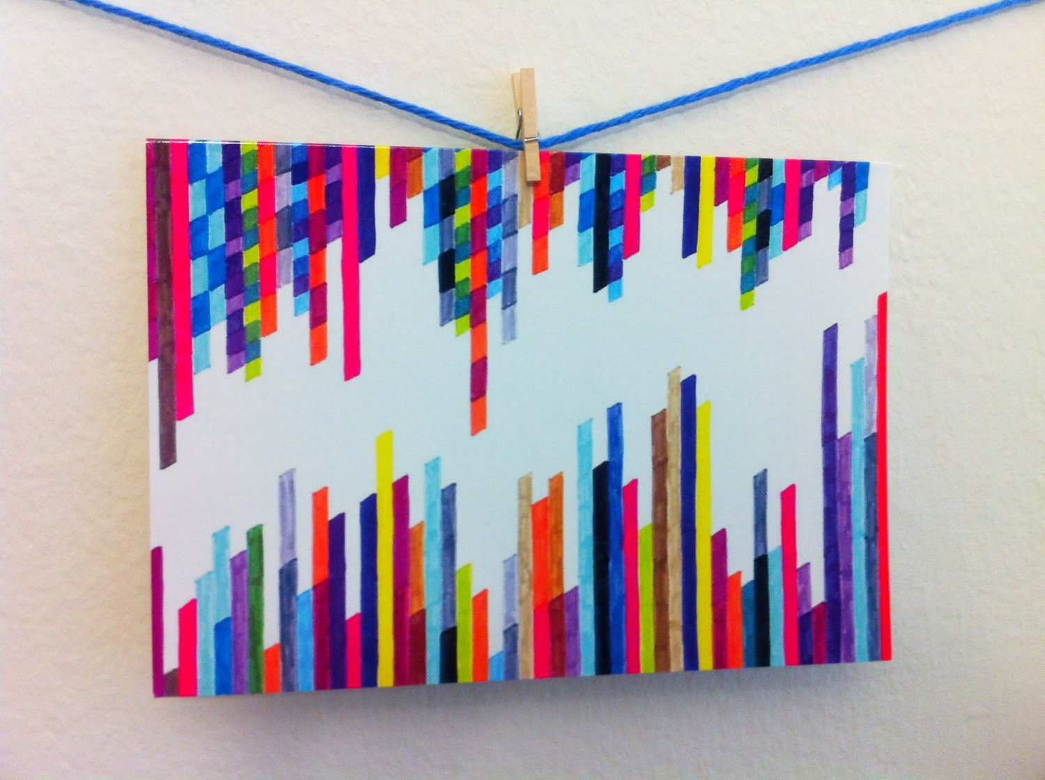 Colorful Art Stationery - "Crazy Lines F"  Graph Drawing - Notecard/Stationery