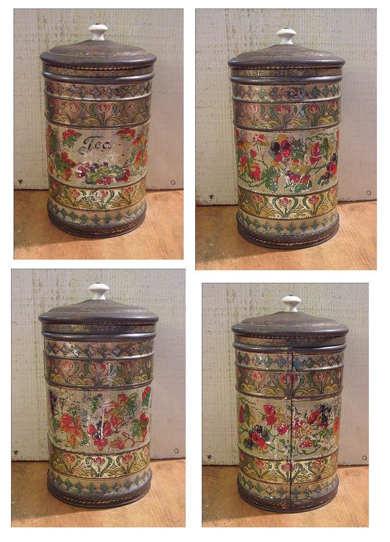 Gorgeous Vintage Tea Tin - Early Tea Tin with Distressed Patina Muted Beauty