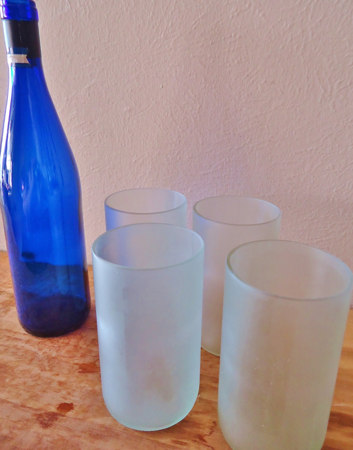 Frosted Glass Tumblers made from Recycled Wine Bottles Set of 4 SALE NOW 20% OFF