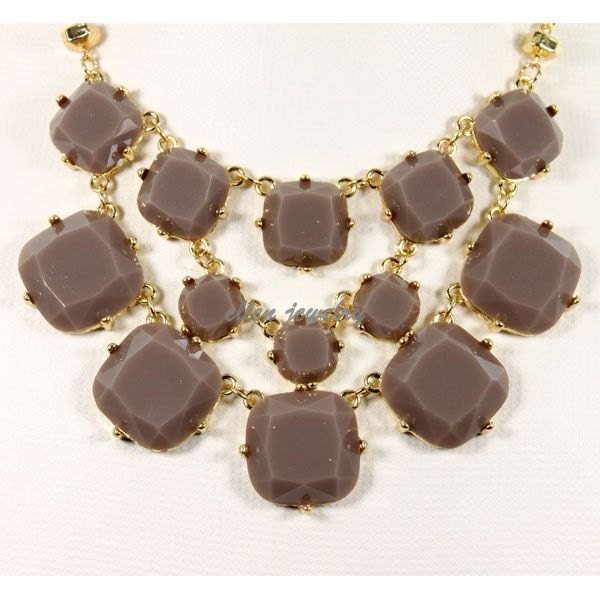 Gray Bubble Necklace Handmade bib necklace  statement necklace Resin jewelry (FN0563  Gray )