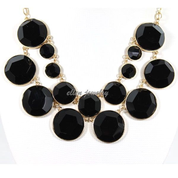 Black  Bubble Necklace Handmade bib necklace Cluster Necklace  statement necklace Resin jewelry (FN0547 Black)
