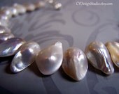 Natural Organic Saltwater Baroque Pearl White Gold Filled Bracelet / Gift for Her