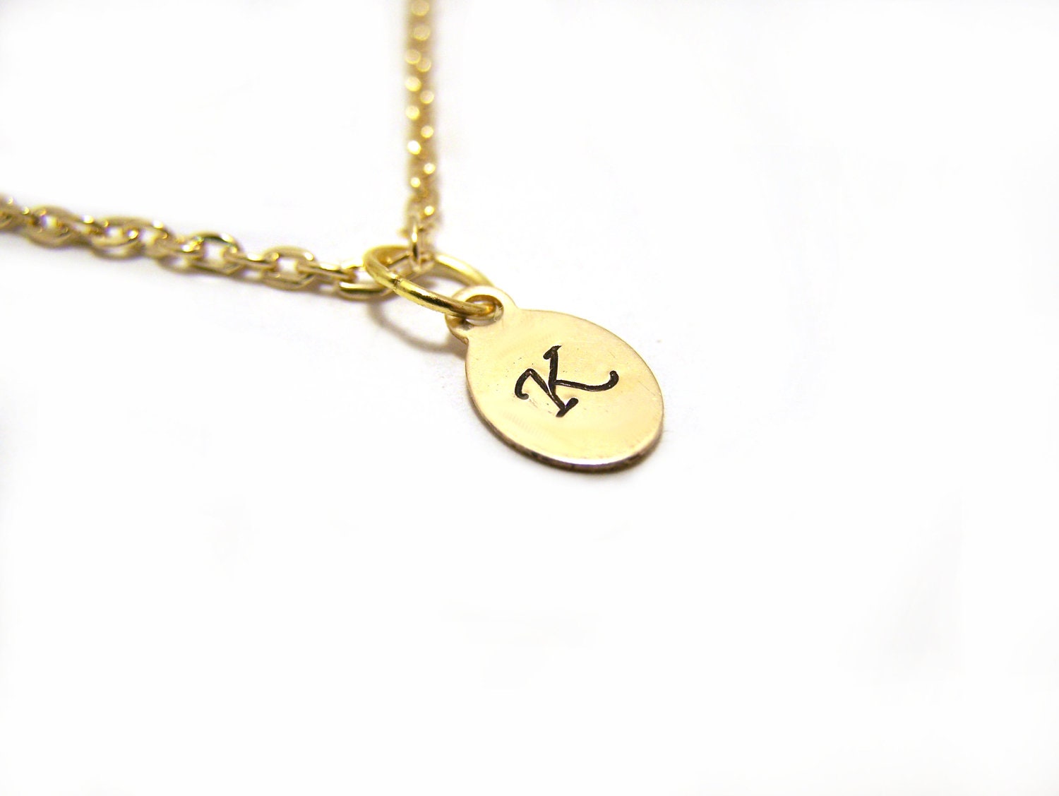 Custom Hand Stamped 14k Yellow Gold Filled Initial Dainty Necklace / Bridesmaids Necklace / Gift for Her