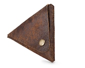 Brown leather change wallet, Triangle, Small leather wallet, Geometric, Money pouch, Unisex, Small wallet - maykobags