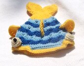 Child Size Crochet Fish Hat - Blue and Yellow