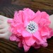 Hot Pink Baby Barefoot Large Shabby Flower Sandals for Newborn Baby or Toddler Girls, Baby Booties,  Baby Sandles