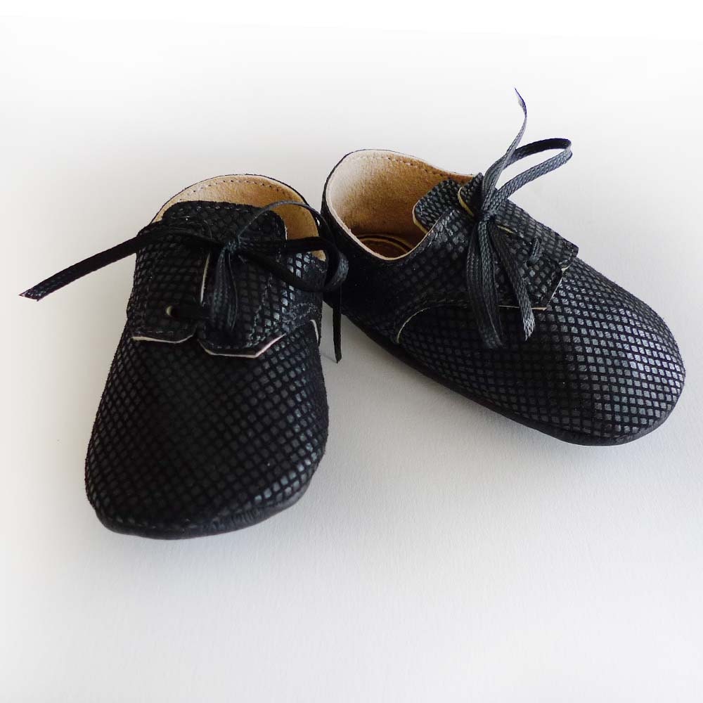 Black Leather Baby Boy Shoes Dress Crib Shoes