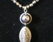 Beautiful  pewter  and silver bead necklace