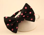 Pink on Black Polka Dot Bow