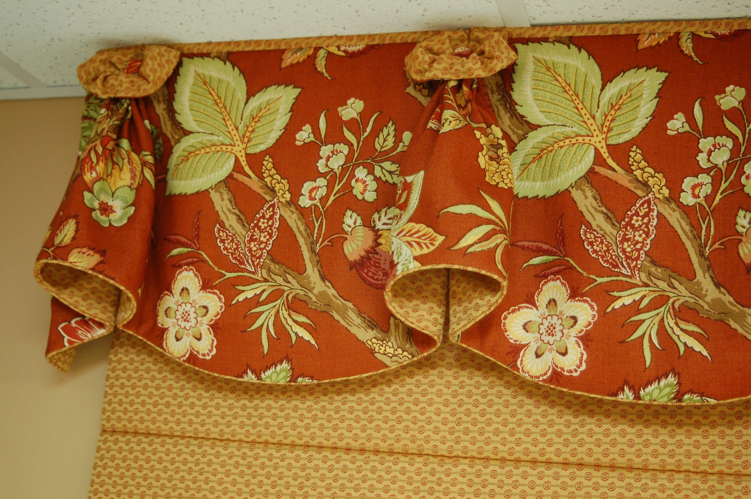 Made to Order Valance BLOSSOM Hidden Rod Pocket Valance fits 67"- 86" window