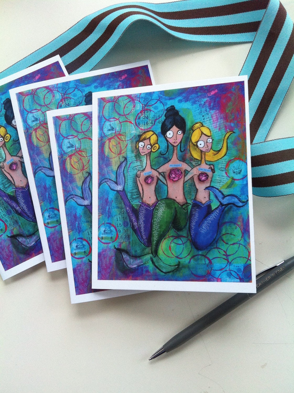 We Three Are Happiest Under the Sea- blank note cards set of 4