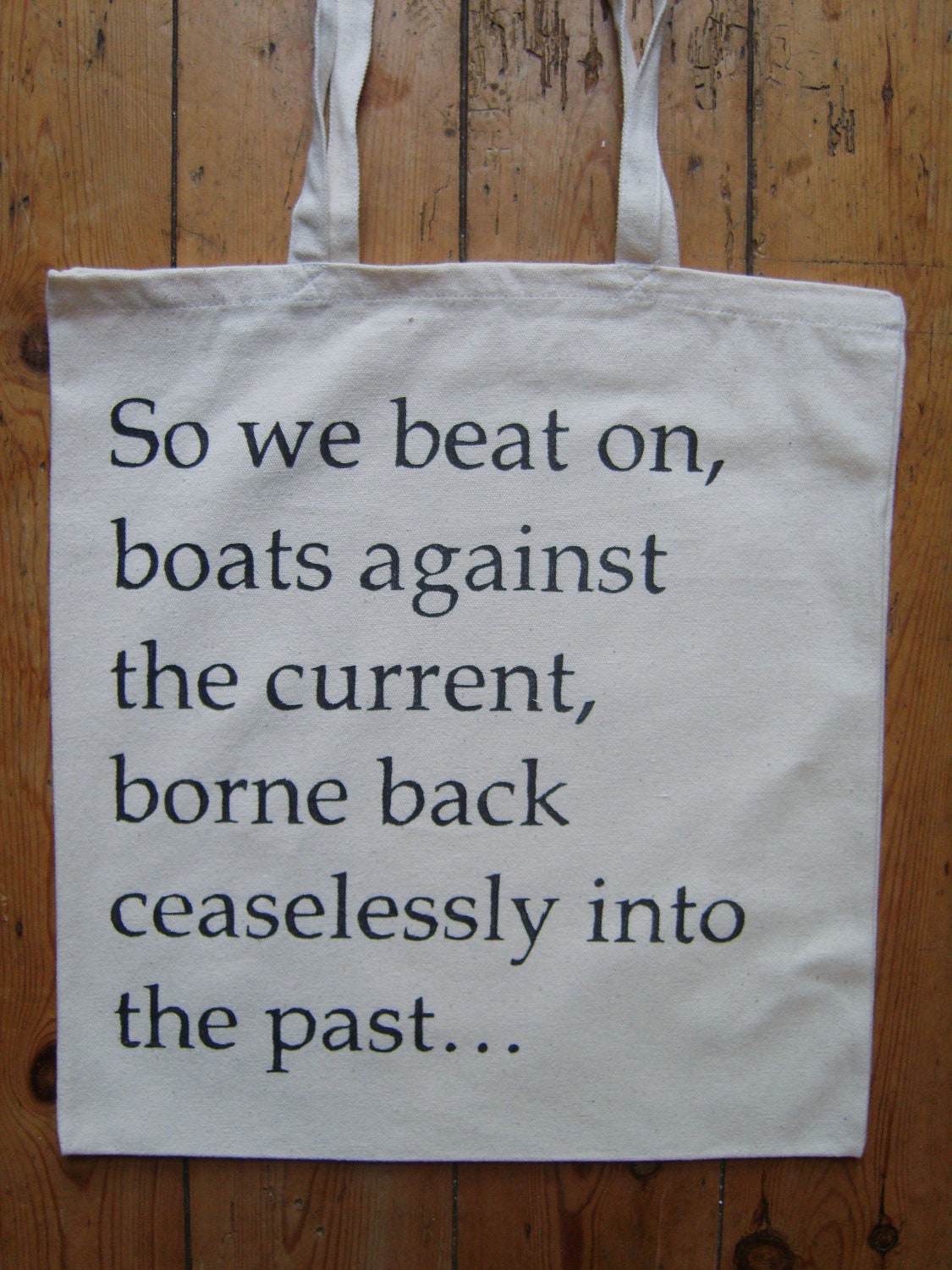 F. Scott Fitzgerald The Great Gatsby So We Beat On Quote Book Bag Canvas Tote