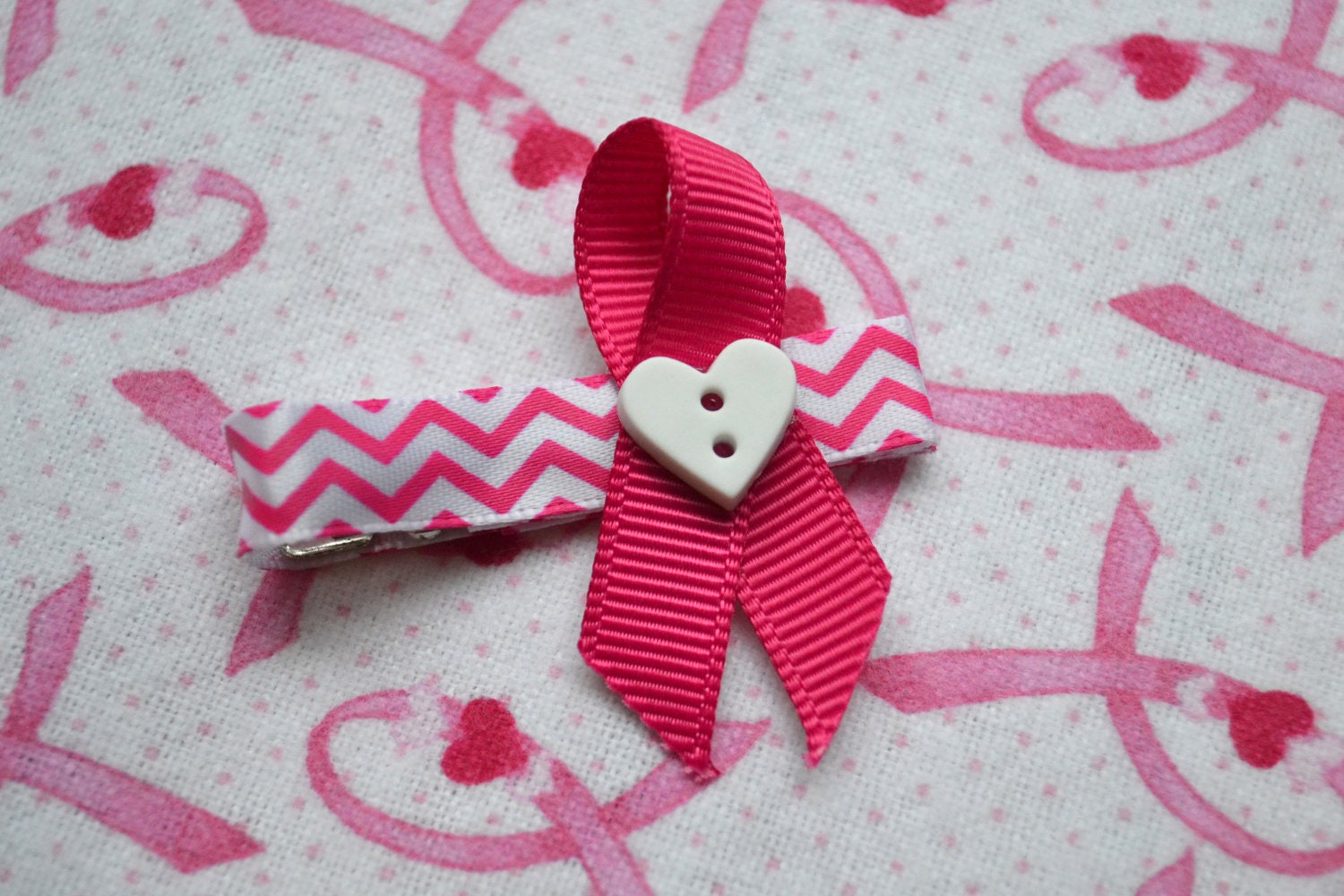 Breast Cancer Awareness Ribbon Clip - Alligator Clip