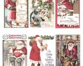 Digital Collage Sheet(325) - Vintage Christmas  Greeting Postcards (w 2.5 X H 4 Inches)