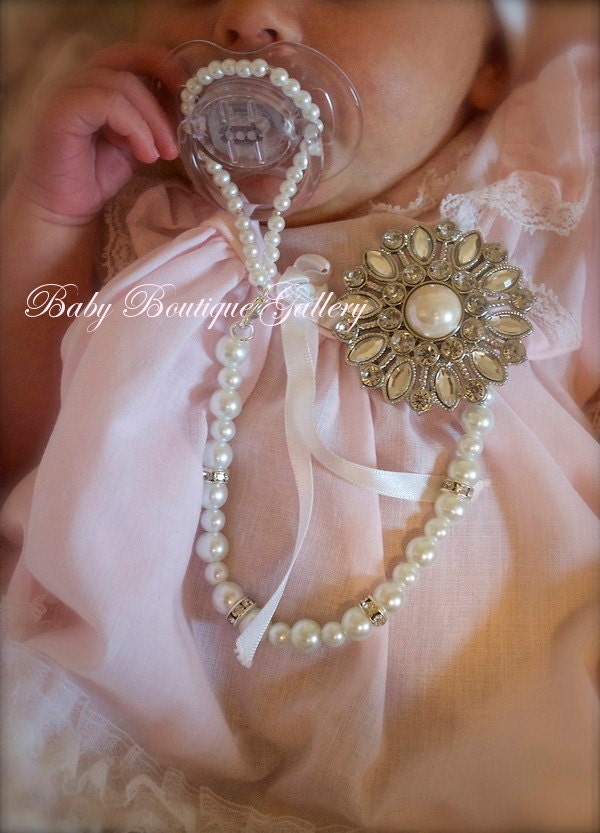 Gorgeous Baby Boutique 4-in-1 Beaded Pacifier Holder - Made with Swarovski Crystals Spacers