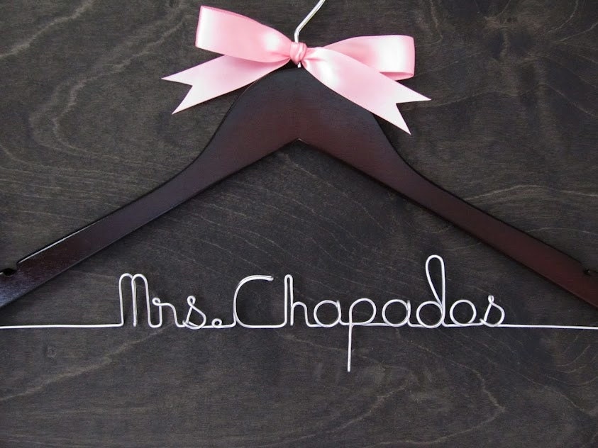 SALE, Bridal Hanger, Wedding Name Hanger, Bridal Gift, Shower Gift, Bridesmaid Gift, Dress Hanger, Gown Hanger, Personalized Hanger, WALNUT