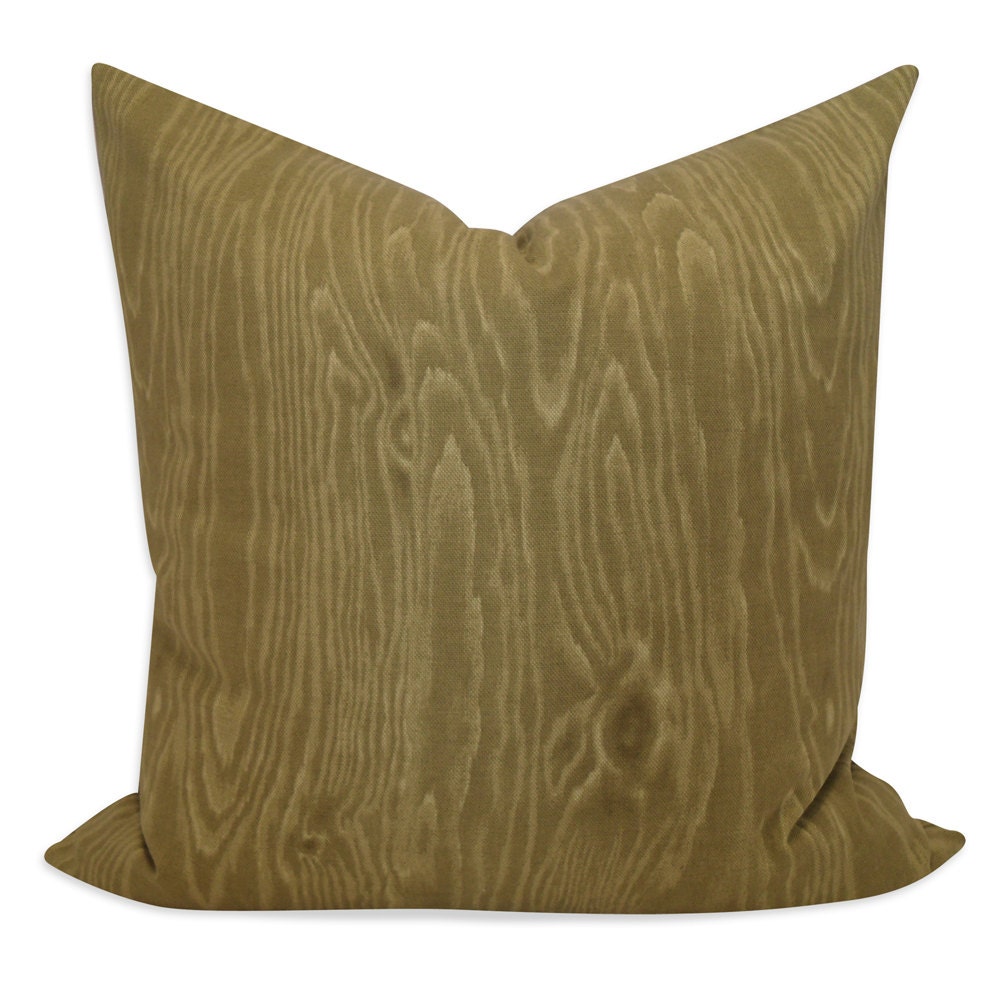 Modern Fun Pillow Cover - 20 x 20 - Wood Grain Pillow in Olive- PATTERN BOTH SIDES - Invisible Zipper