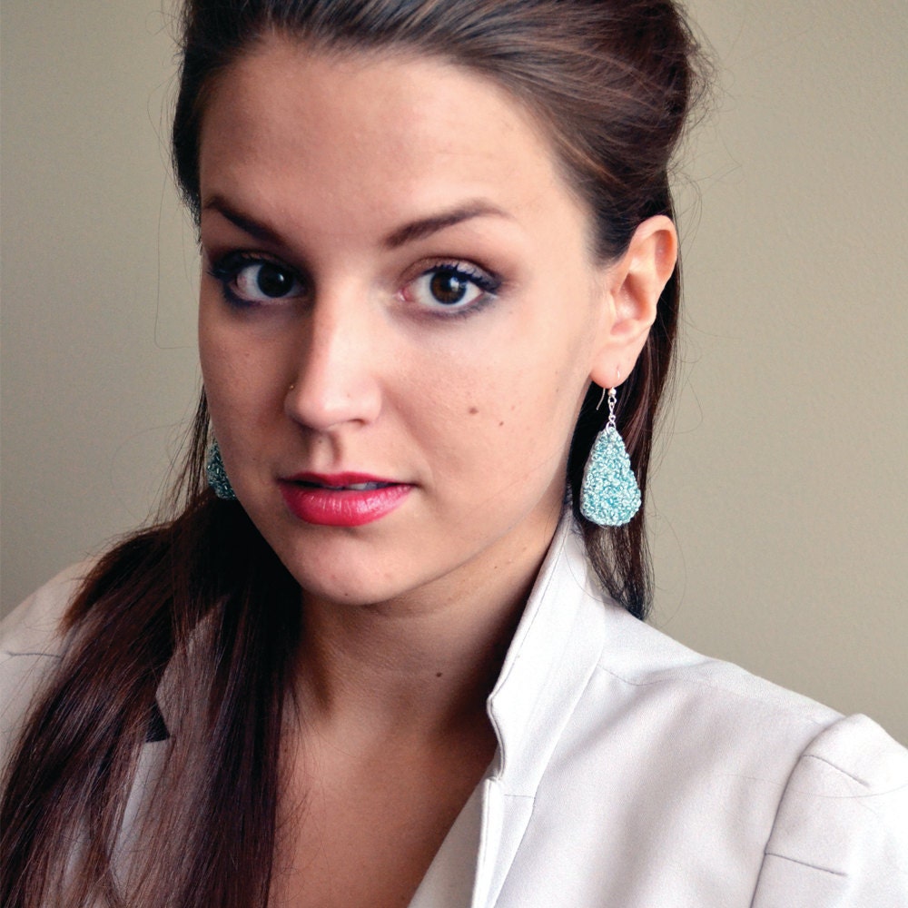 Blue Drop Lovely Hand Embroidered Earrings - Ophelia