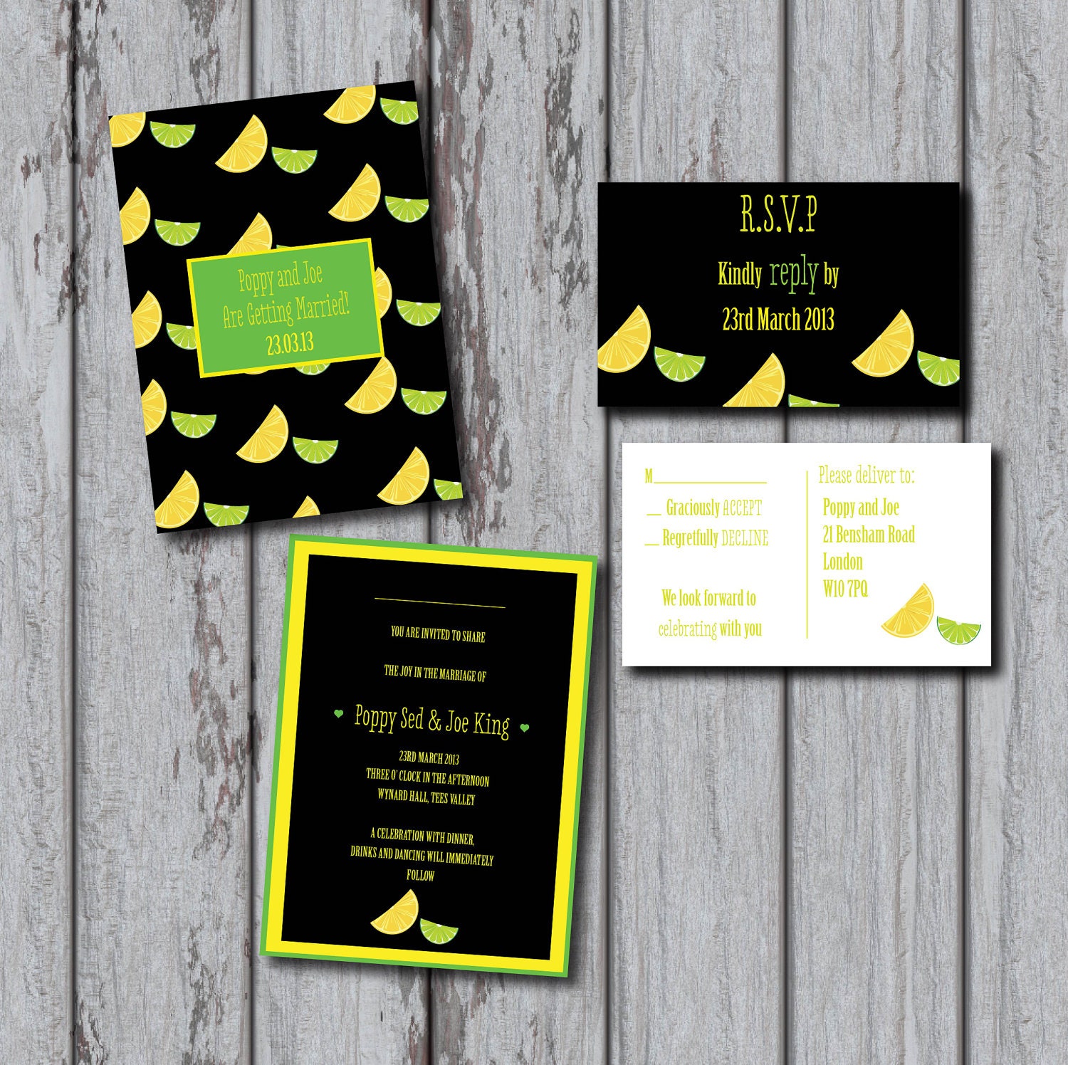 Fun, 1950s inspired, Retro, Lemon and Lime DIY Printable Wedding Invitation Il_570xn
