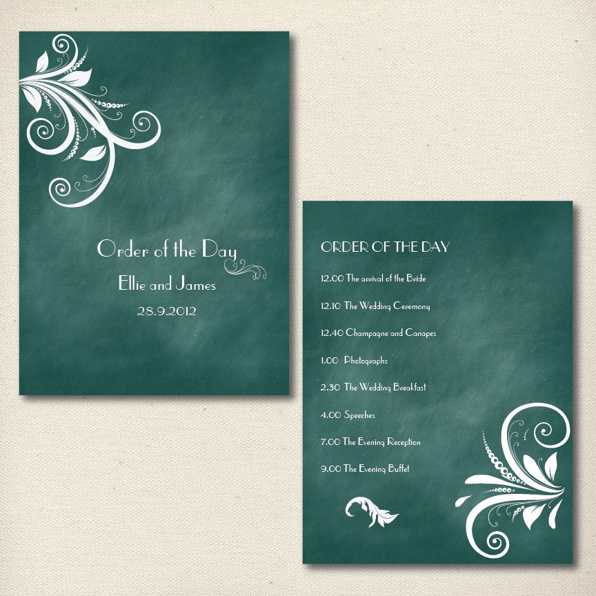 Vintage 1920s, Art Deco inspired, Professionally Printed Wedding Order of Service/Ceremony Program Il_570xn