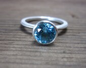 Sky Blue Topaz Solitaire Ring Handmade Sterling Silver Stackable Jewelry