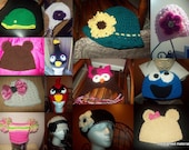 6 custom made crocheted hats