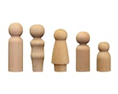 Wood Peg Family - Wood People - Wood Dad Mom Sister Brother Baby - Kids Wood Craft Supply Il_170x135