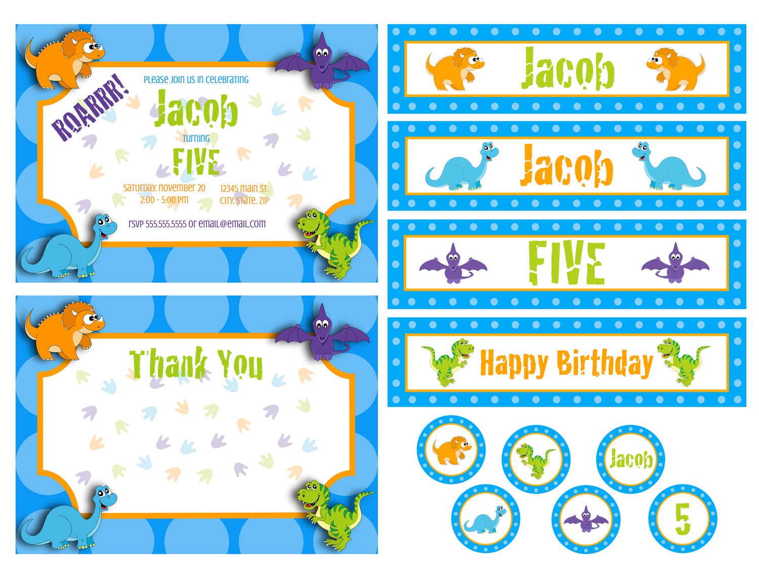 Dinosaur Theme Party Pack - DIY - Printable Il_570xn