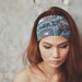 Pleat Plzz, Turquoise, Paisley Turkish print, Hippie Headband, Hippie Head wraps, Hair bow, Scarf