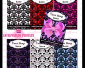 BACKING display hair bow card hairbow cards 4x6 DIGITAL printable file in DAMASK colors