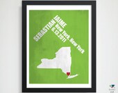 8x10 Gift for Him / Newlyweds // Personalized Engagement Husband Gift // State Map // 1st Anniversary Gift //  Subway Grundge Wall Decor