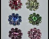 Set of 3 Beautiful 12mm Color Crystal Center Flat Back Rhinestone Embellishments - Weddings, Hair Accessories, Hair Flowers