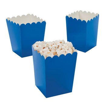 24 Mini Blue popcorn boxes treat favors