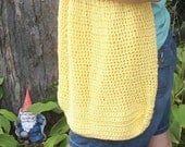 Sunshine - Crochet bag Hobo style-reusable grocery or beach bag , solid bright yellow made with 100% washable cotton yarn