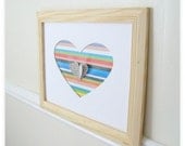 3D Heart Wall Art, Heart Art Print, Mixed Media Collage Artwork10 x 8 Horizontal Pattern