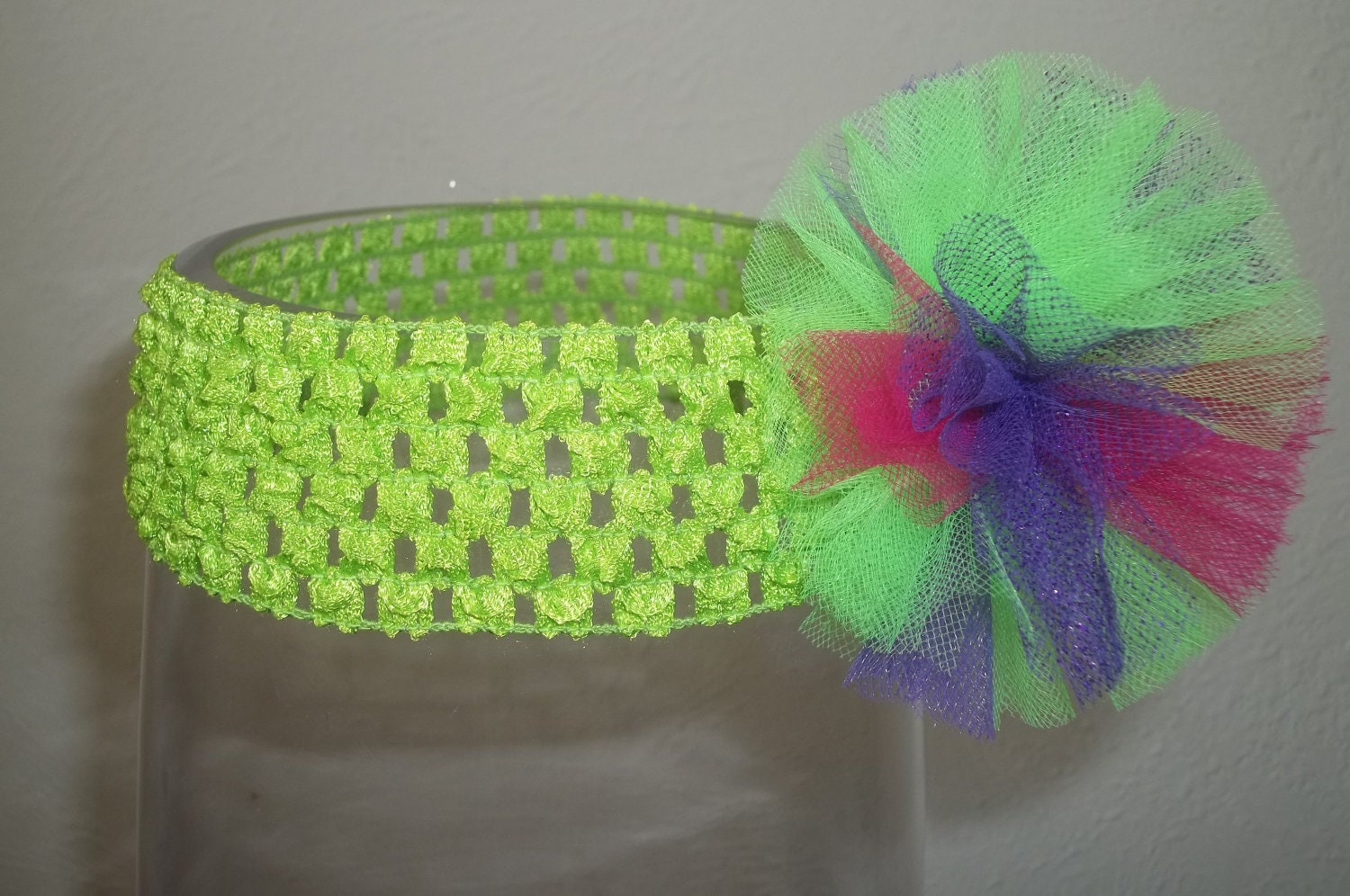 Headband: Lime green, Purple, and Hot Pink Crochet Headband