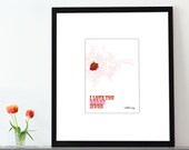 I love you berry much 5x7 Typographical art print pink red note vintage artwork Romantic wall art Valentines Wedding Anniversary Strawberry