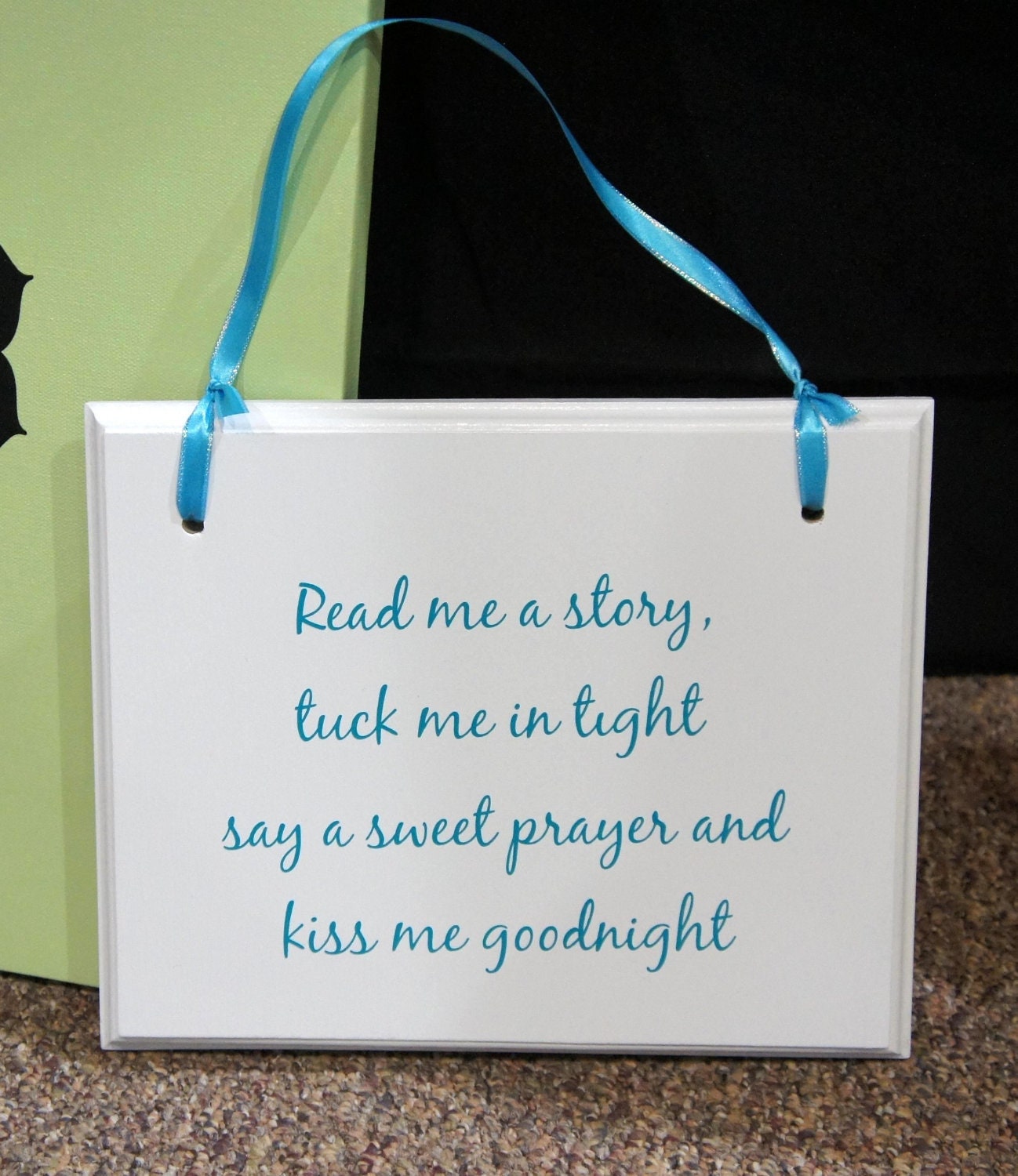 Read me a story - tuck me in tight - prayer -kiss me goodnight Children Baptism Birth  Plaque Sign 11"x9"