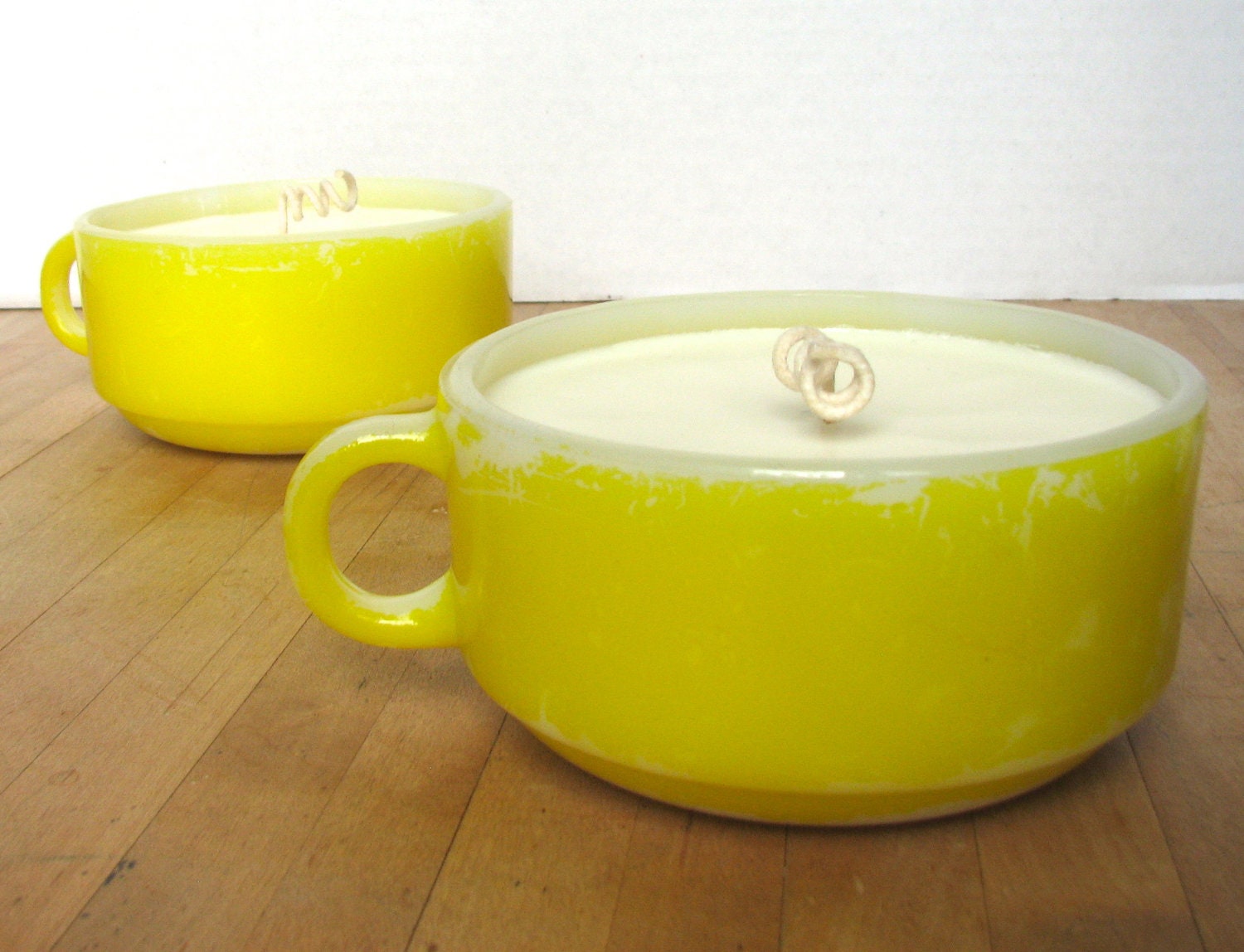 Handmade Candle / Scented soy wax in vintage vessel  / set of two