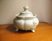 Vintage Ceramic Footed Dish, Vanity or Dresser Storage Container, Cabbage Shaped