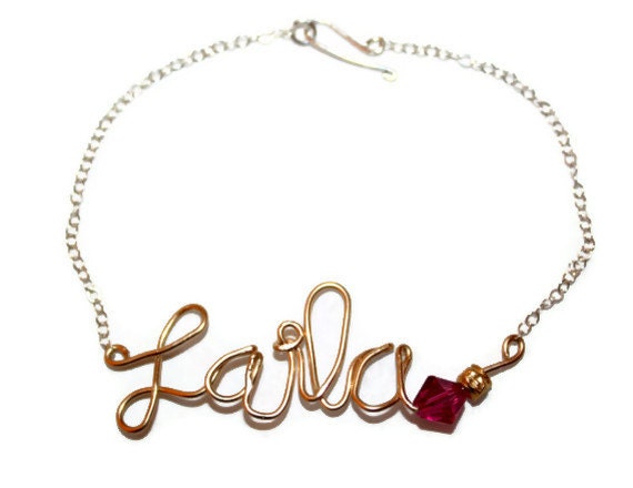 unicus - personalized 14k gold name bracelet by lilla stjarna - gifts under 50 - custom gold name bracelet - wire name bracelet