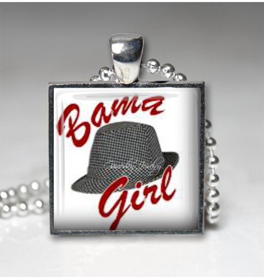 Bama Girl, Pendant, Roll Tide, Necklace, Bama Fan, Alabama,Crimson Tide,College Jewelry, Key Ring, Charm