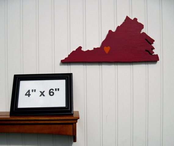 Virginia Tech Hokies "State Heart" wall art, handcrafted wood with official team colors