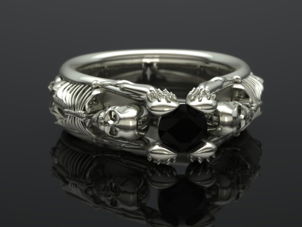 Skeleton Engagement Ring in Sterling Silver
