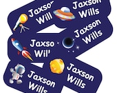 80 Peel and Stick Personalized Clothing Labels - Washing Machine & Dryer Safe -Space Theme