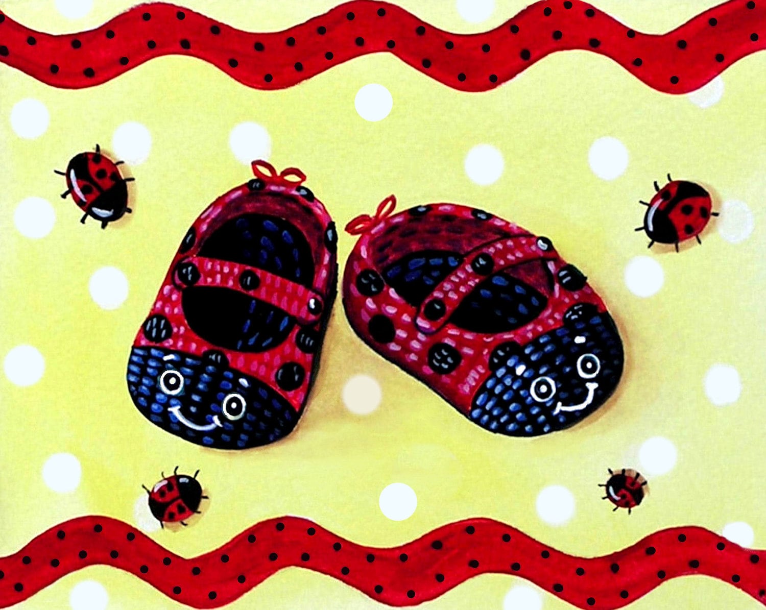 8x10 print, ladybug baby shoes, baby girl decor, nursery decor ...